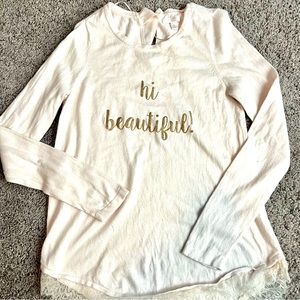 Long Sleeve Sweater Soft Pink Women's Small Lace detail